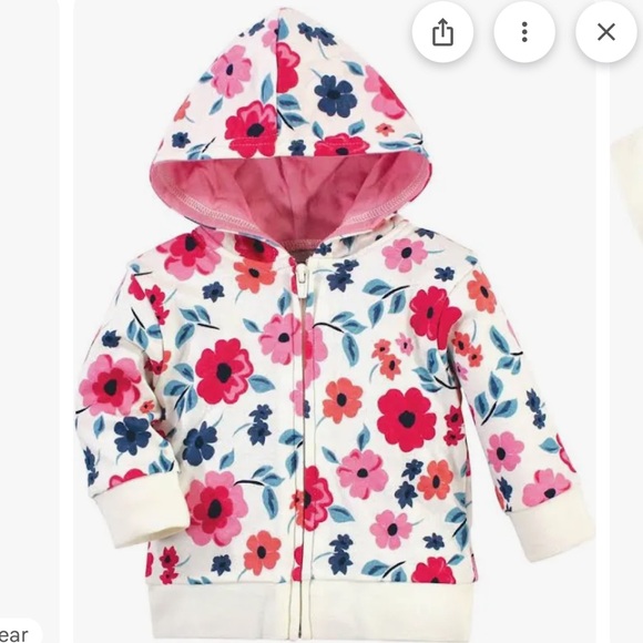 LIKE NEW - Floral Kids Hoodie - Pink and Cream - 3-6m - Picture 4 of 4